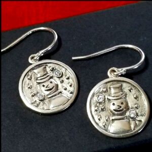 RARE Silpada Sterling Silver Snowman Earrings